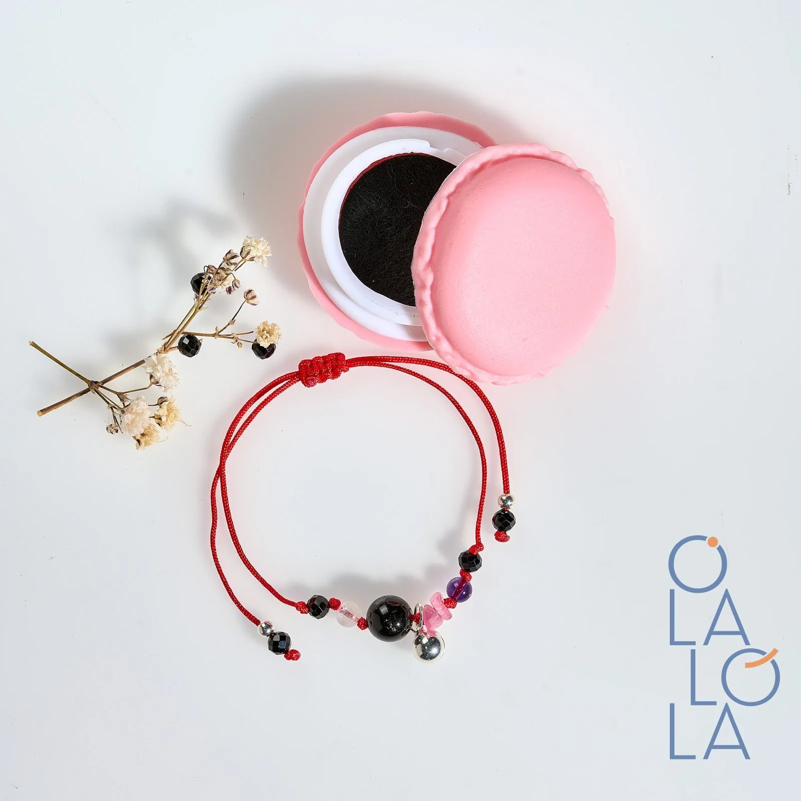 pulsera hilo mini llamador de ángeles con piedras naturales