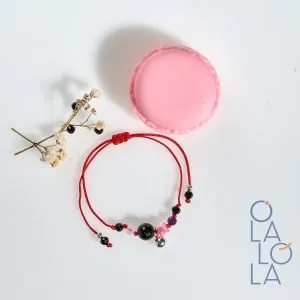 pulsera hilo mini llamador de ángeles con piedras naturales