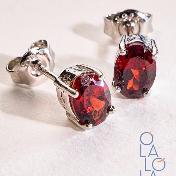 aretes con granate piedra natural y plata 925