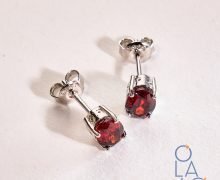 aretes con granate piedra natural y plata 925
