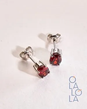 aretes con granate piedra natural y plata 925