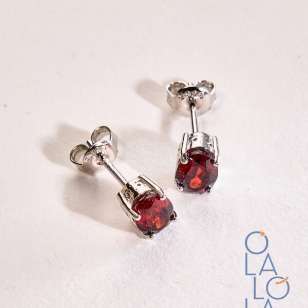 aretes con granate piedra natural y plata 925