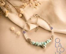 pulsera mini llamador con piedras naturales y plata 925