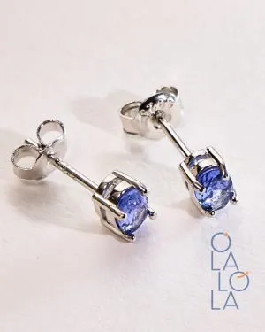 aretes con tanzanita en plata 925