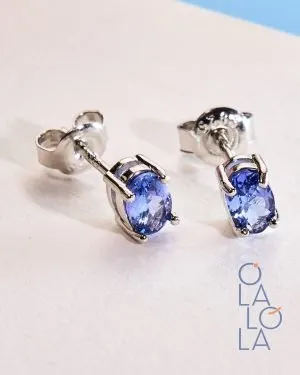 aretes con tanzanita en plata 925