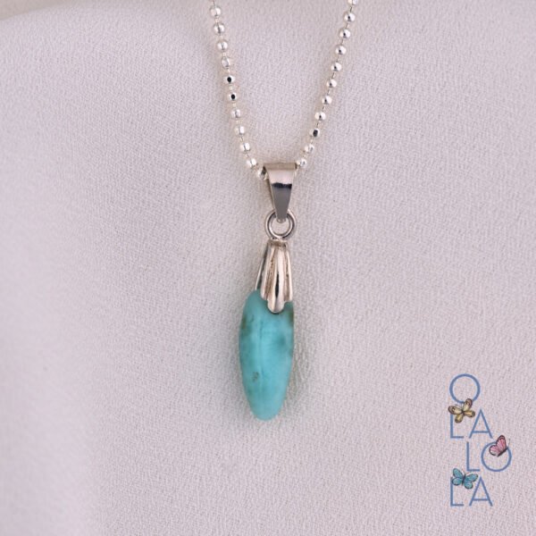 collar larimar dije pequeño en plata 925